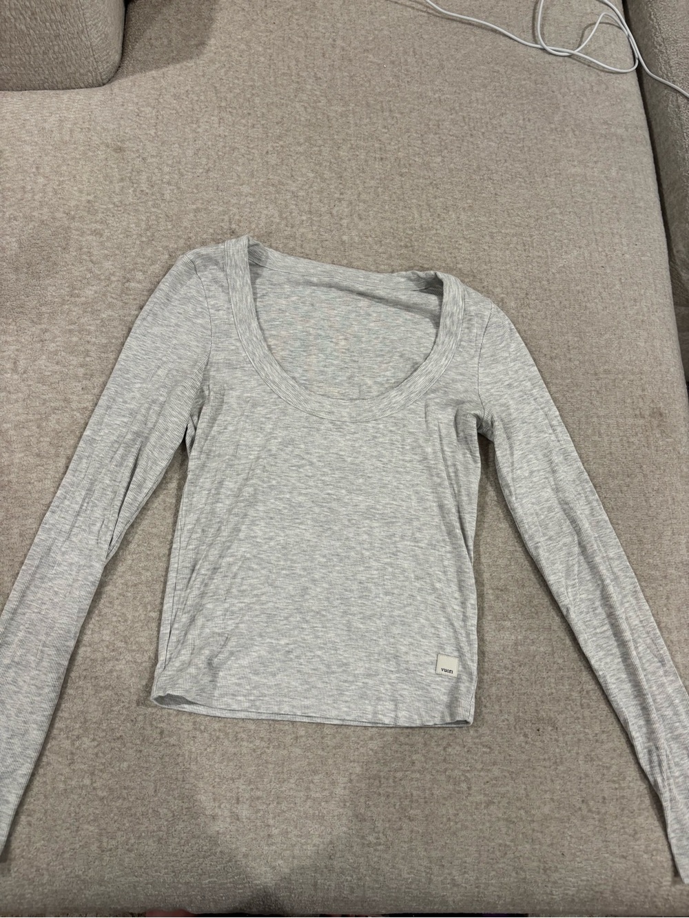 Vuori Light Gray Scoop Neck Long Sleeve Top